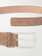 Zegna - 3cm Suede Belt - Neutrals