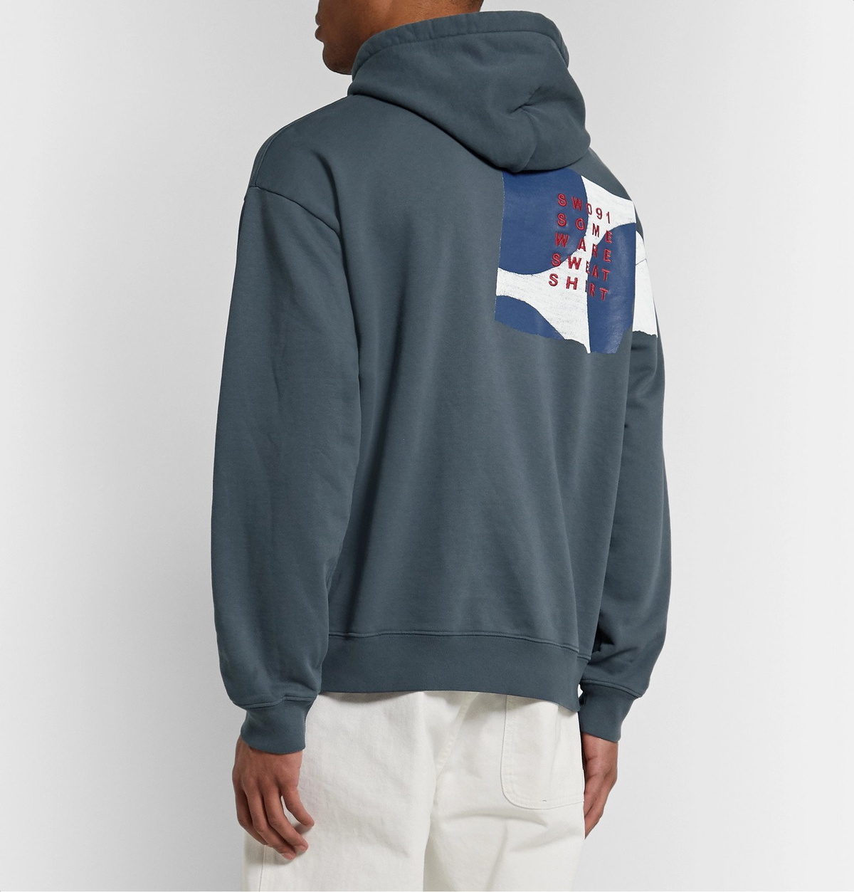Some Ware - Logo-Embroidered Organic Loopback Cotton-Jersey Hoodie - Gray