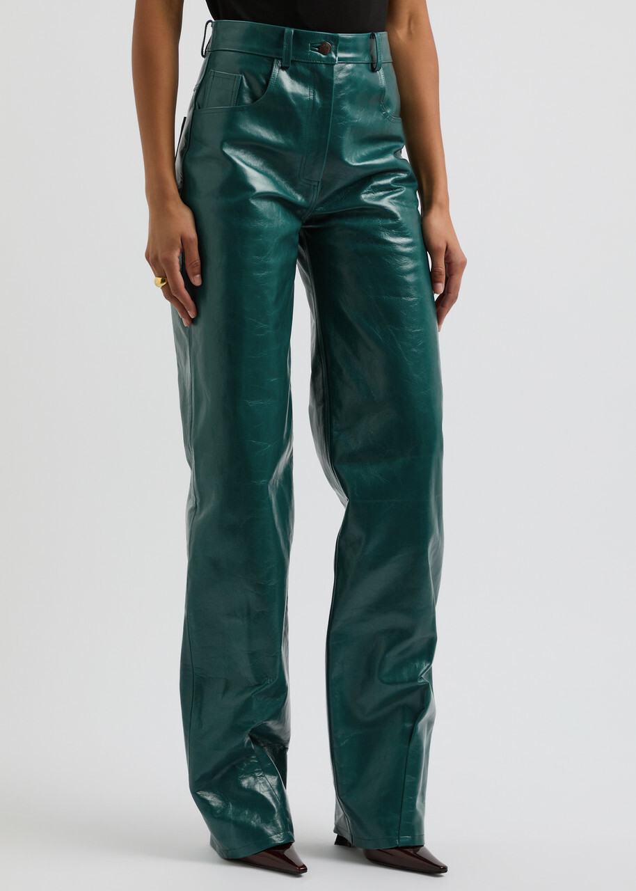 16 Arlington Vante Straight-leg Leather Trousers Teal