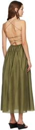 Matteau Green Shirred Maxi Dress