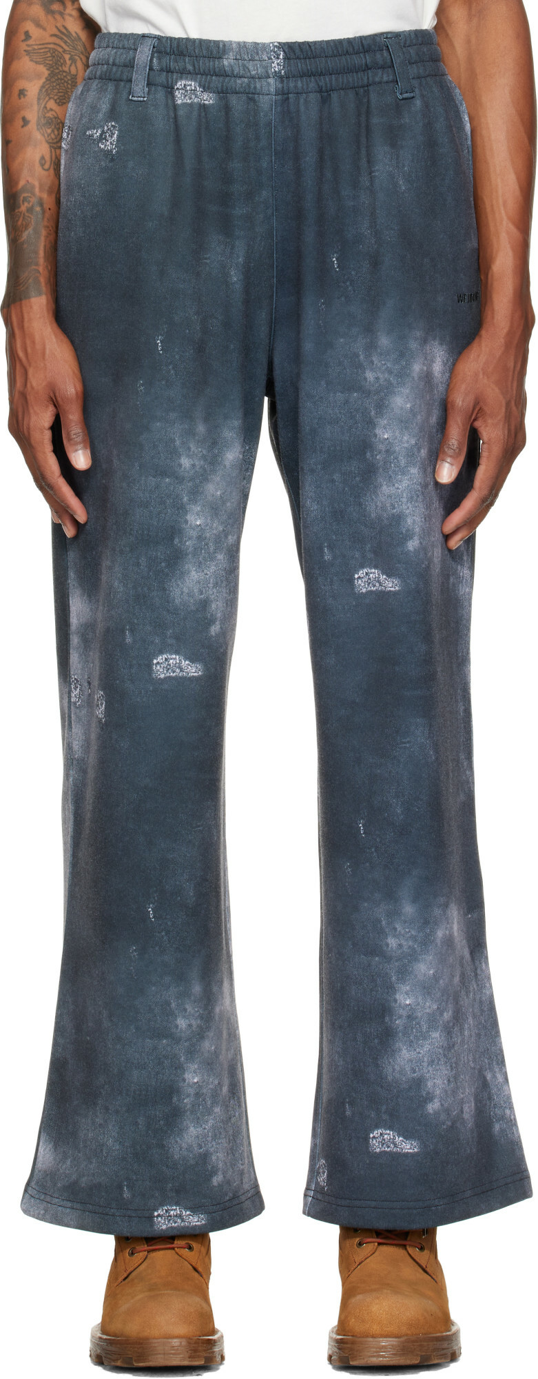 We11done Gray Trompe L'oeil Denim Printed Sweatpants