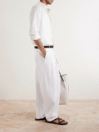Dolce&Gabbana - Straight-Leg Pleated Cotton-Twill Trousers - White