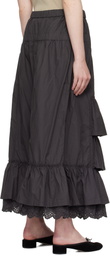 OPEN YY Gray Rolled Waist Tiered Midi Skirt