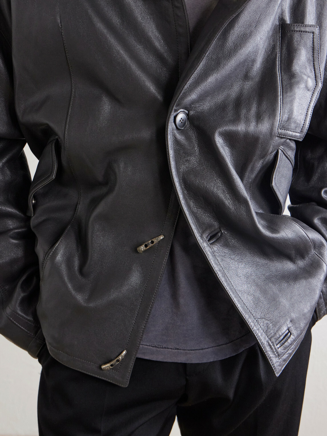 Enfants Riches Déprimés - Malcom Leather Hooded Jacket - Black