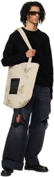 R13 Beige Flower Tote Bag