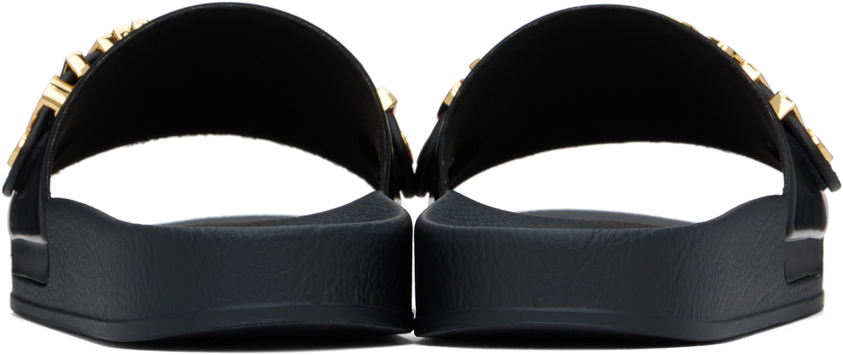 Moschino Black Lettering Logo Pool Slides