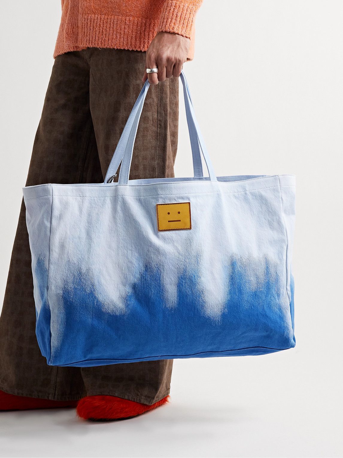 Acne Studios - Logo-Appliquéd Bleached Denim Tote Bag Acne Studios