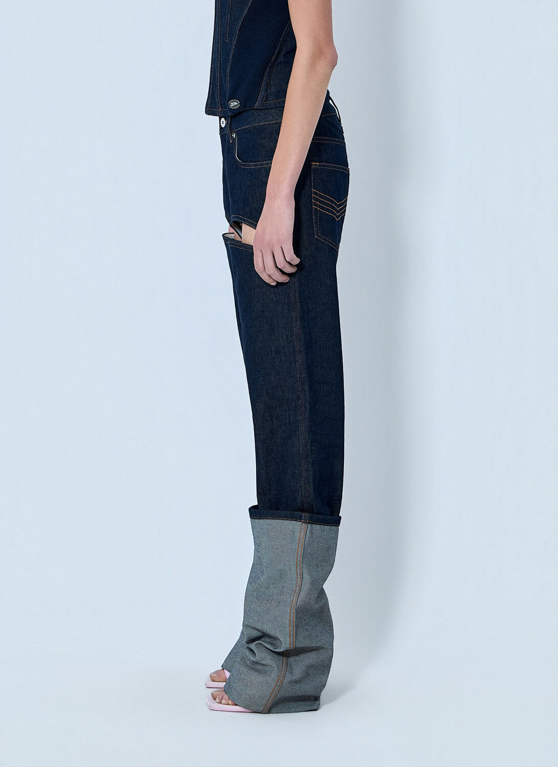 Jean Paul Gaultier Cut Out Wide Leg Jeans