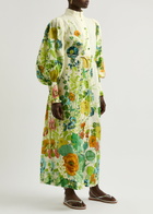 Alemais Constance Floral-print Linen Maxi Shirt Dress Multicoloured