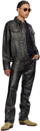 GUESS USA Black Flare Leather Pants