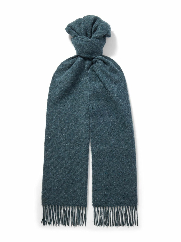 Photo: Johnstons of Elgin - Lofty Fringed Cashmere-Herringbone Scarf