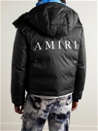 AMIRI - Logo-Print Quilted Shell Hooded Down Jacket - Black