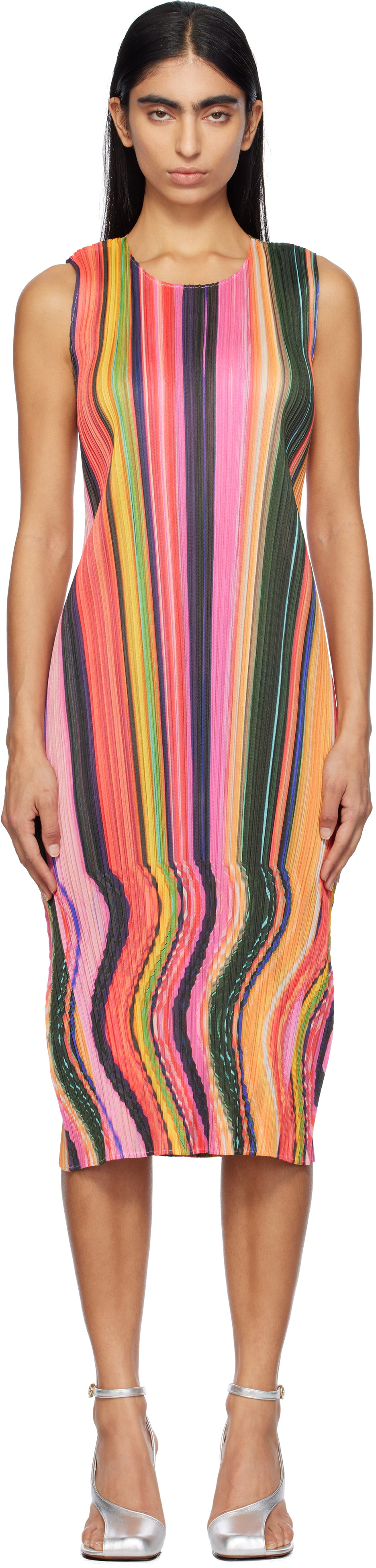 PLEATS PLEASE ISSEY MIYAKE Multicolor Warp Midi Dress Pleats PLEATS PLEASE ISSEY MIYAKE Multicolor Warp Midi Dress Pleats