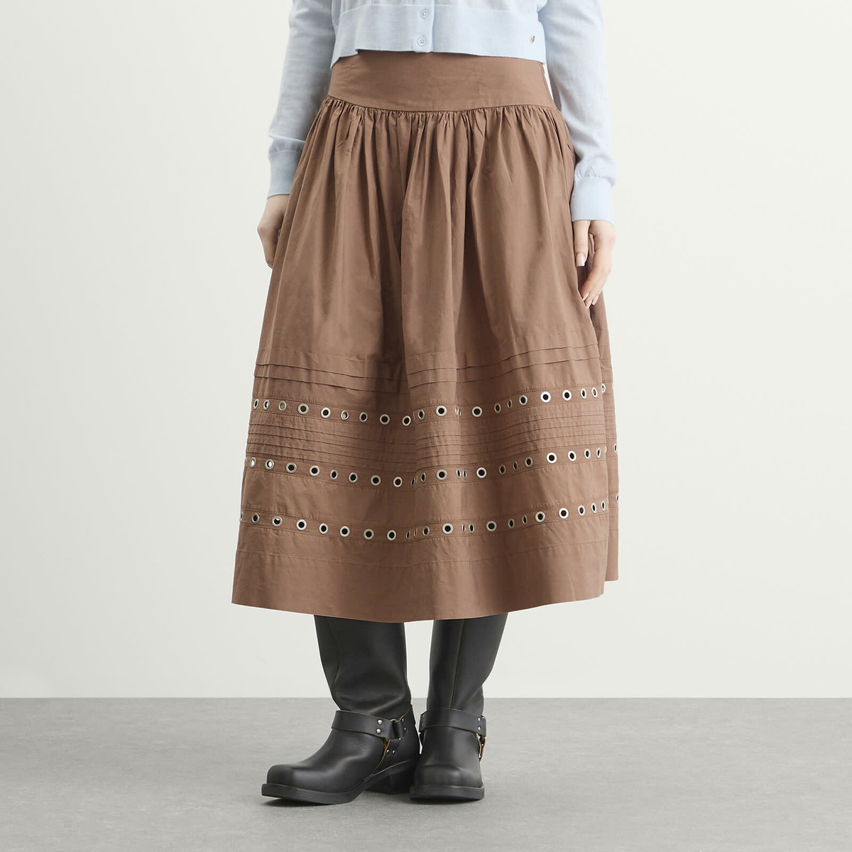 Damson Madder Women's Anika Eyelet Skirt in Tan