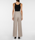 Toteme - High-rise wool-blend twill straight pants
