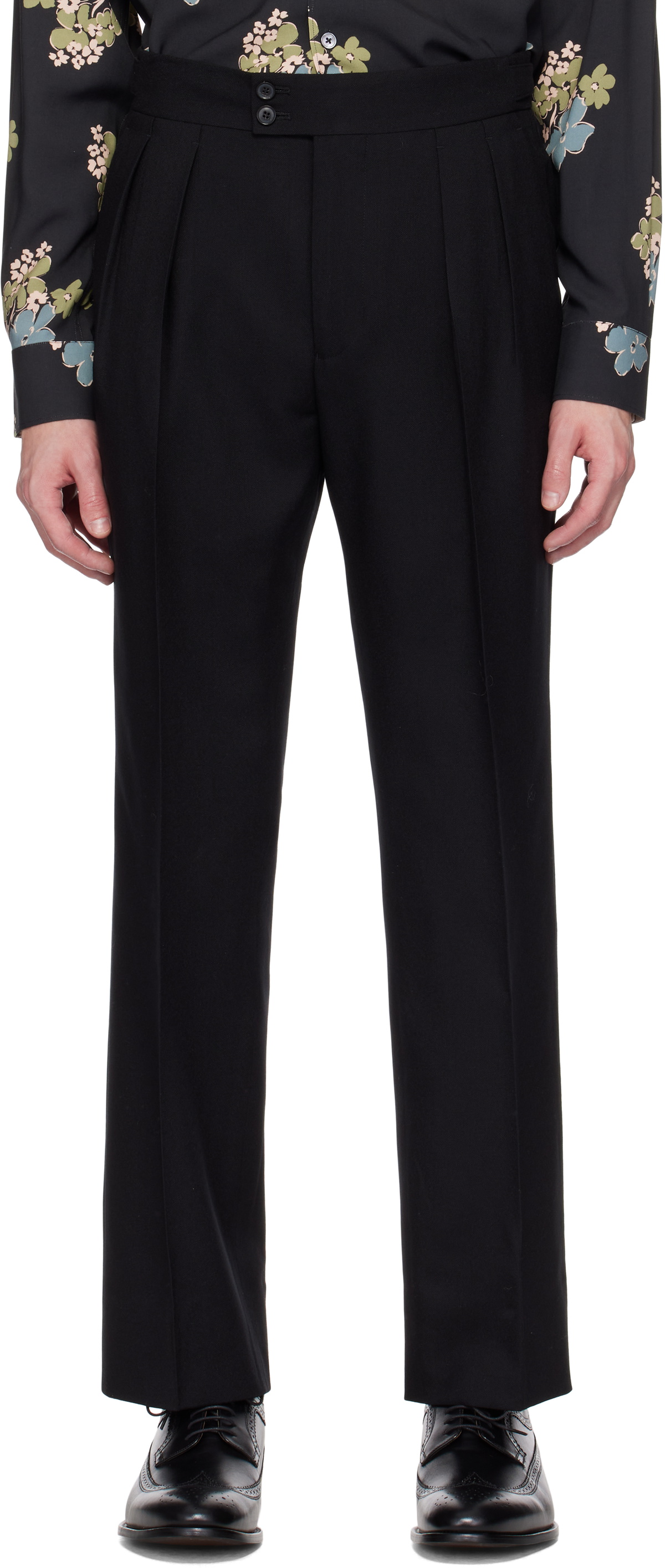 Paul Smith Black Two-Ply Hopsack Trousers