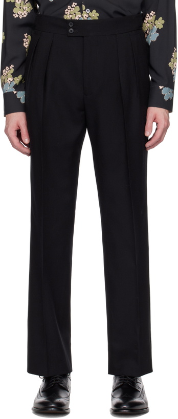 Photo: Paul Smith Black Two-Ply Hopsack Trousers
