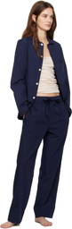 Tekla Navy Poplin Pyjama Pants
