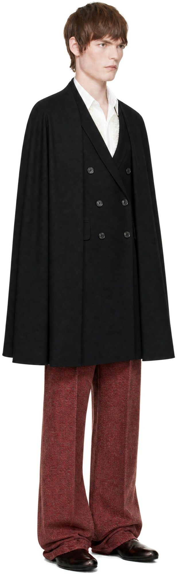 Dries Van Noten Black Wool Twill Coat