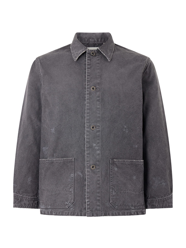 Photo: FULLCOUNT - Tent Cloth Distressed Denim Chore Jacket - Gray