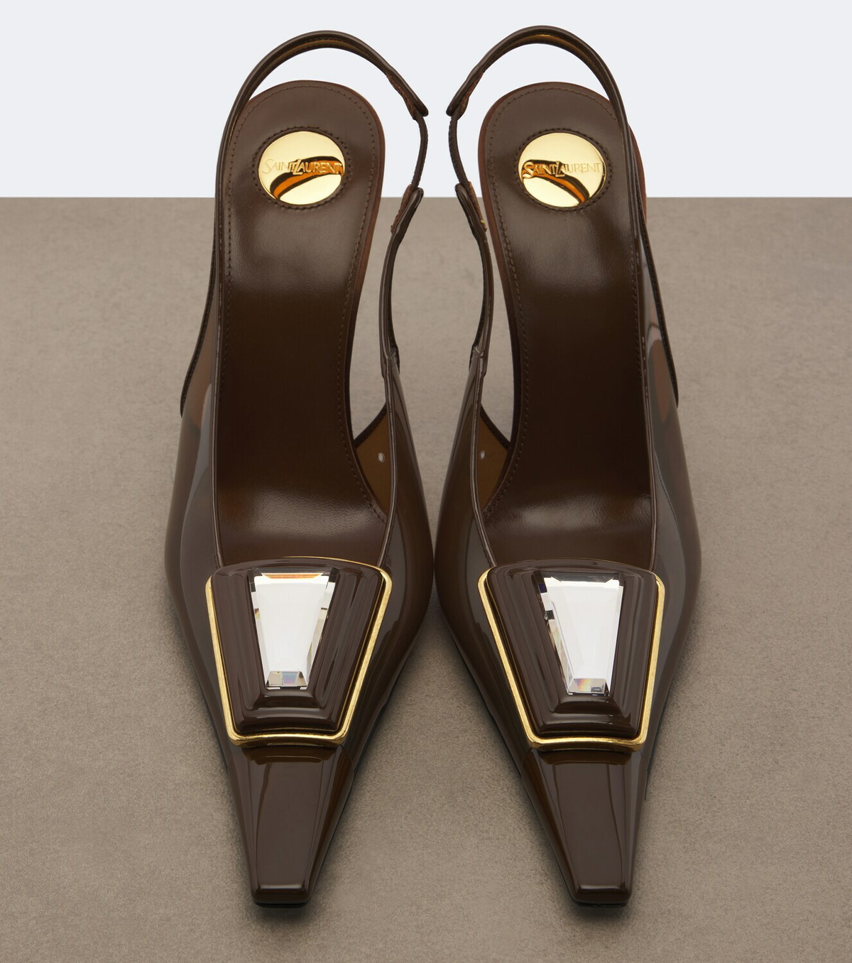 Saint Laurent Sibyl embellished TPU slingback pumps