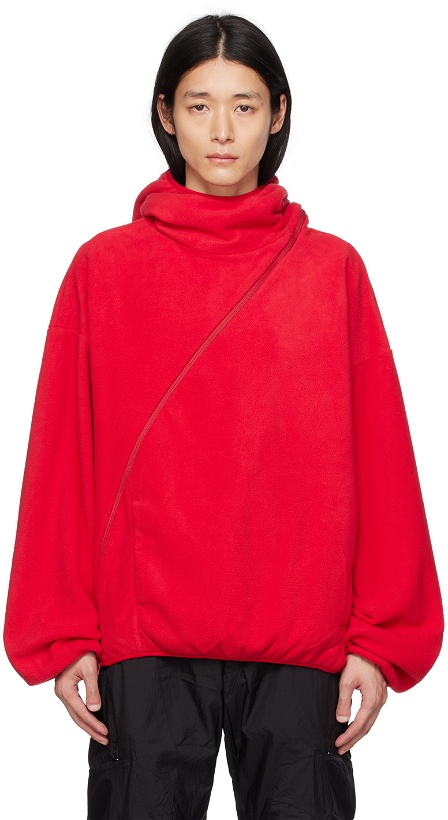 Photo: Post Archive Faction (PAF) SSENSE Exclusive Red Hoodie