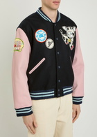 Kenzo Badges Appliquéd Wool Varsity Jacket Navy
