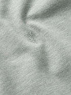 SAINT LAURENT - Logo-Embroidered Cotton-Piqué Polo Shirt - Gray