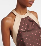 Valentino Printed halterneck silk twill top