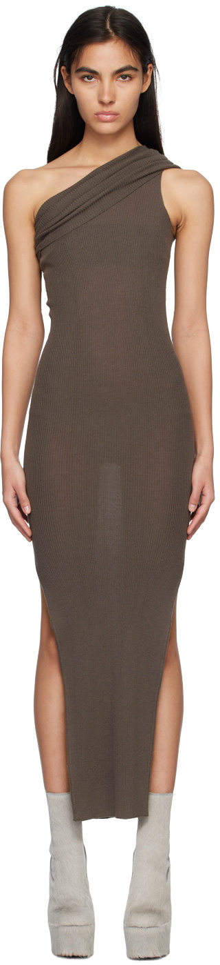 rick owens ribbed one shoulder dress Rick Owens Thena One-shoulder Maxi Dress