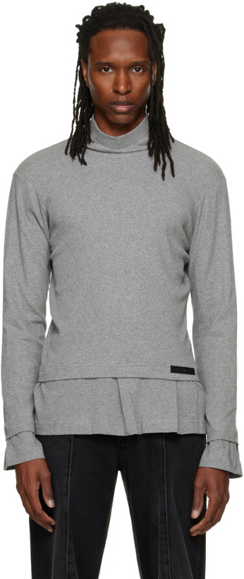 Photo: ALAINPAUL Gray High Neck Layered T-shirt