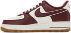 Nike White & Burgundy Air Force 1 '07 Sneakers