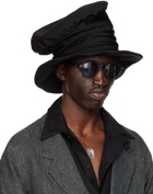YOHJI YAMAMOTO Black Gabardine High Crown Hat
