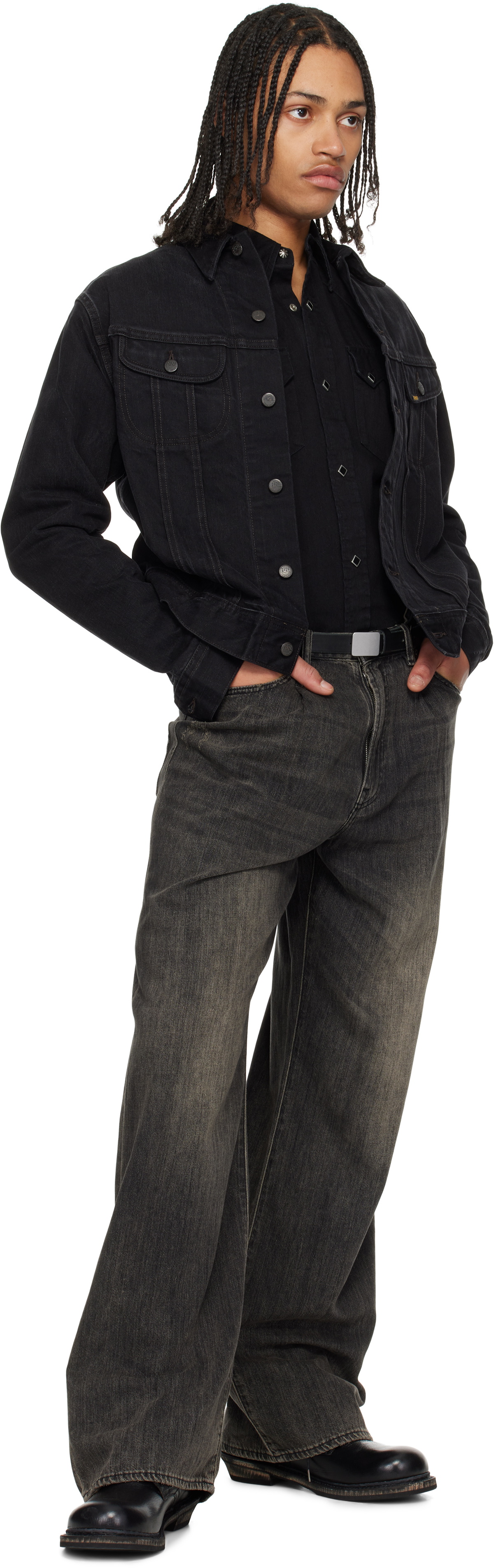 RRL Black Worn-In Trucker Denim Jacket