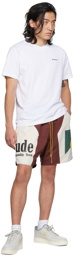 Rhude Burgundy & White Paneled Shorts