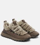 Brunello Cucinelli Monili shearling-trimmed suede sneakers