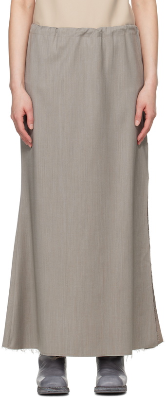 Photo: Gabriela Coll Garments Gray No.290 Summer Wool Slit Midi Skirt