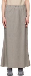 Gabriela Coll Garments Gray No.290 Summer Wool Slit Midi Skirt