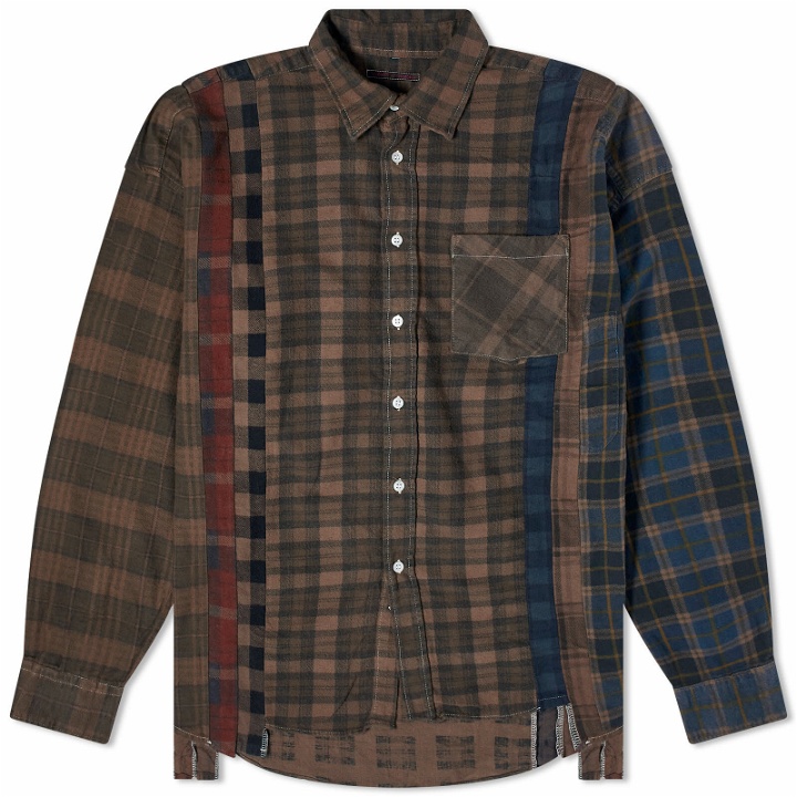 Photo: Needles Men's 7 Cuts Wide Over Dyed Flannel Shirt in Brown