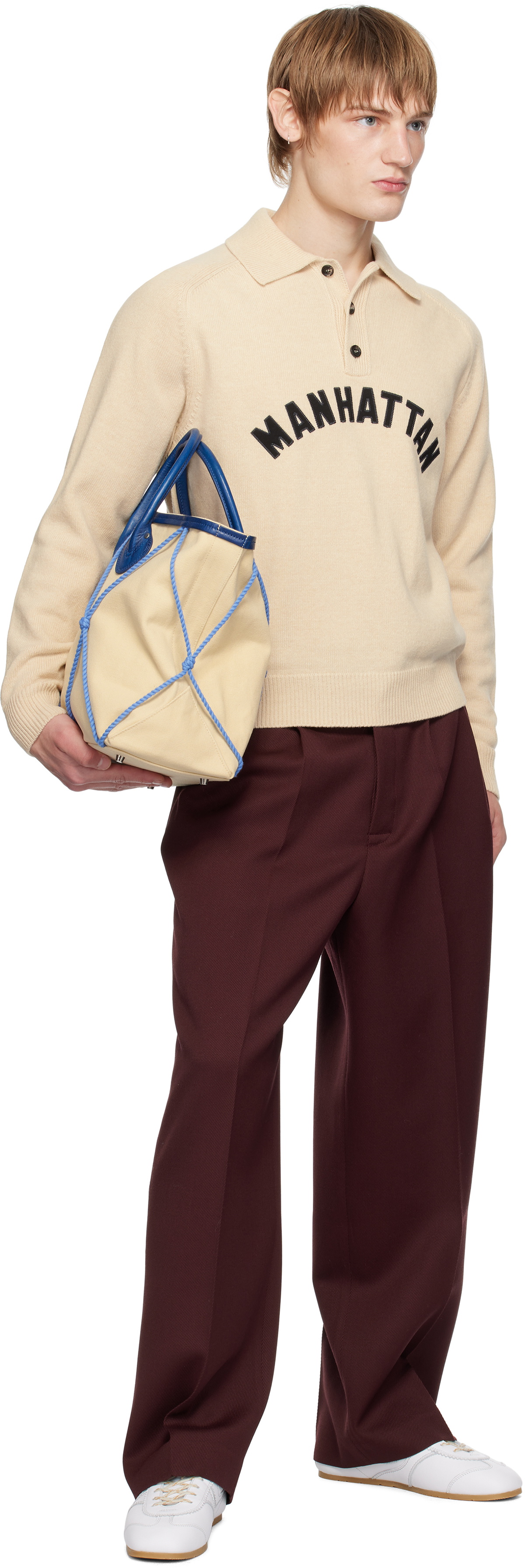 Bode Burgundy Riding Twill Braided Trousers