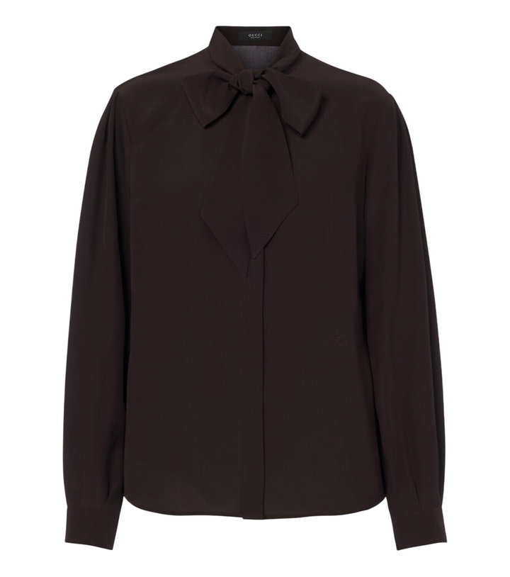 Photo: Gucci Tie-neck silk shirt