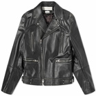Alexander McQueen Men's Distressed Essential Leather Biker Jacket in Black/Ivory