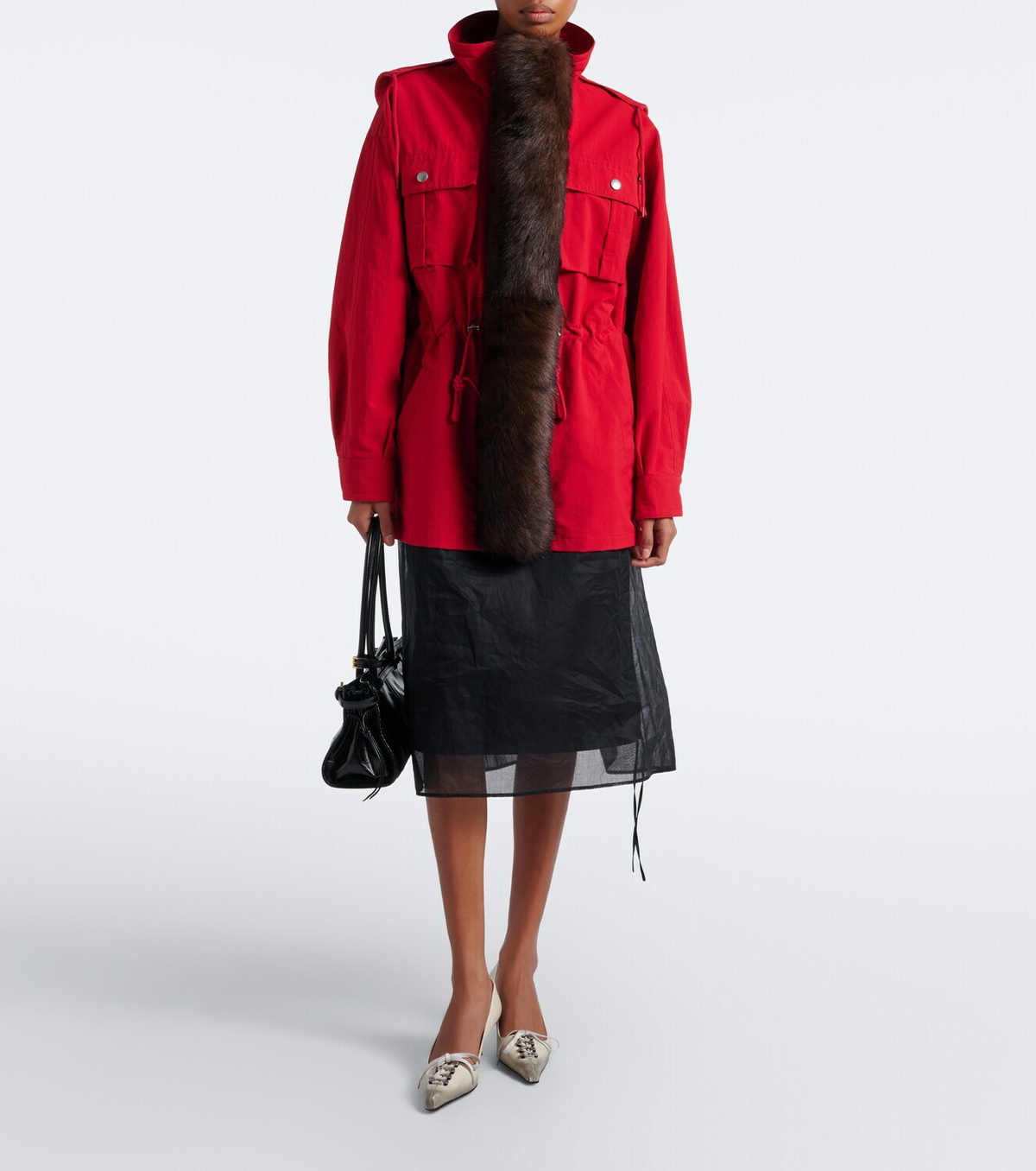 Prada Shearling-trimmed technical parka