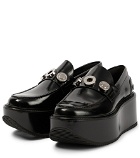 Burberry - Embellished wedge leather loafers