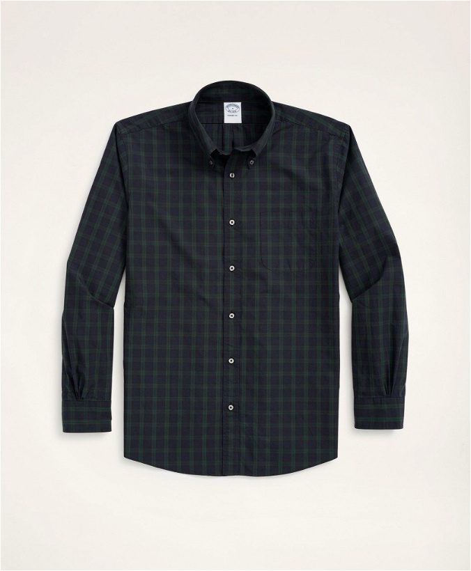 Photo: Brooks Brothers Men's Regent Regular-Fit Original Broadcloth Sport Shirt, Black Watch Tartan | Navy/Green