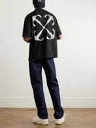 Off-White - Lunar Arrow Logo-Print Cotton-Jersey T-Shirt - Black