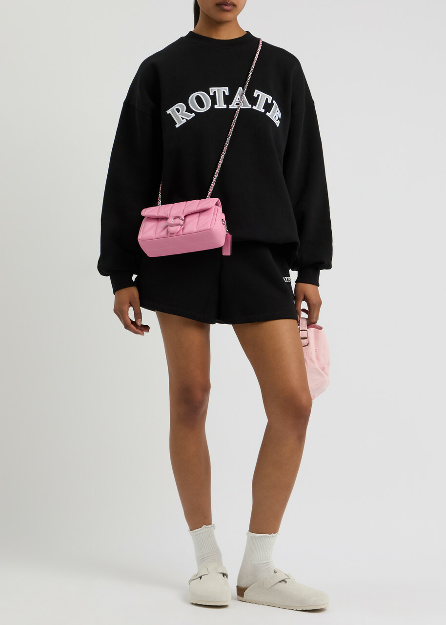 Rotate Sunday Logo-embroidered Cotton Shorts Black