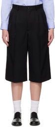 Comme des Garçons Girl Black Wool Gabardine Pleated Wide Trousers