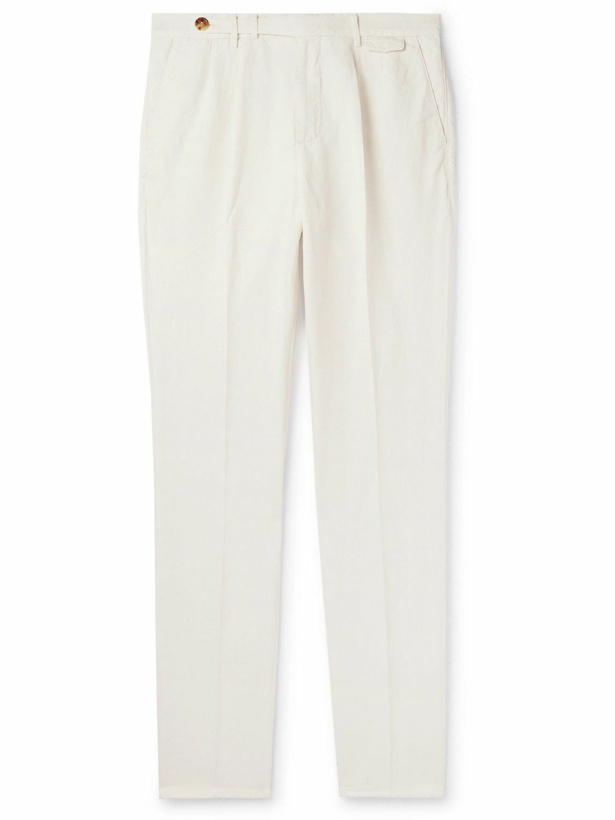 Photo: Brunello Cucinelli - Straight-Leg Linen and Cotton-Blend Suit Trousers - Neutrals