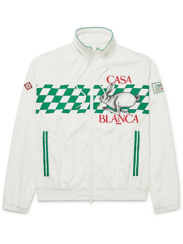 Photo: Casablanca - Logo-Appliquéd Printed Shell Track Jacket - White